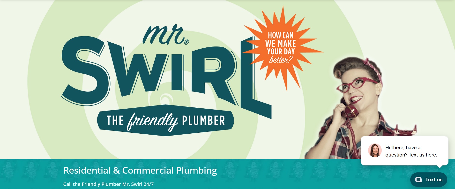 A 1950s style add for Mr Swirl, the friendly plumber.