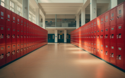 Empty school hallway