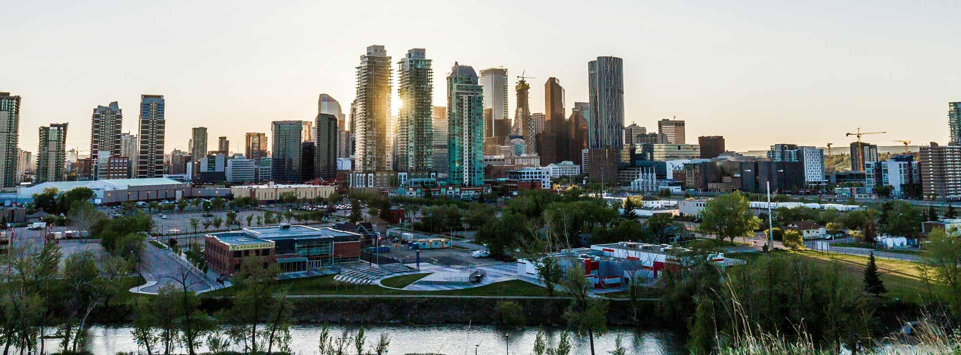 Calgary city landscape view from the sky