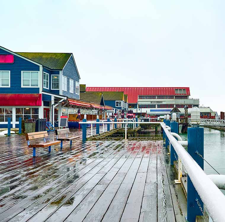 view of a Restaurant in the Waterfront Steveston Fisherman's Wharf