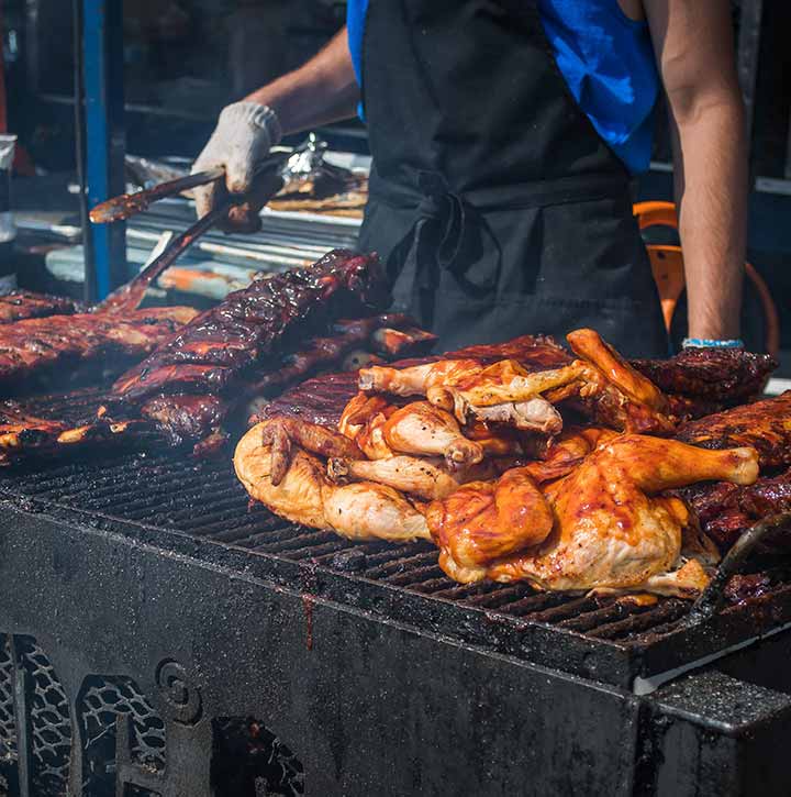 Chef grilling meat in Kamloops