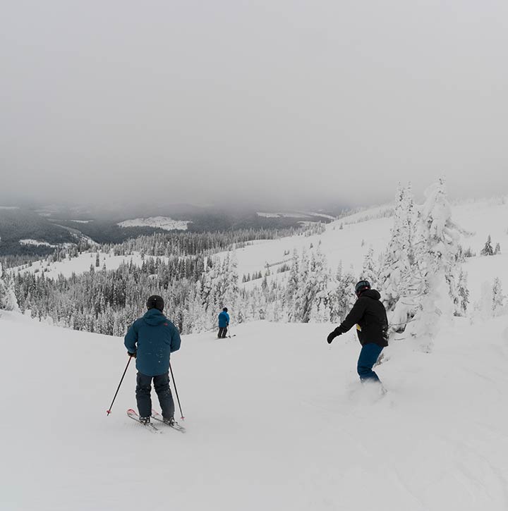 Skiers Skiing in Kamloops