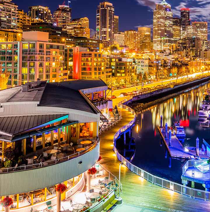 Boardwalk at Night Seattle