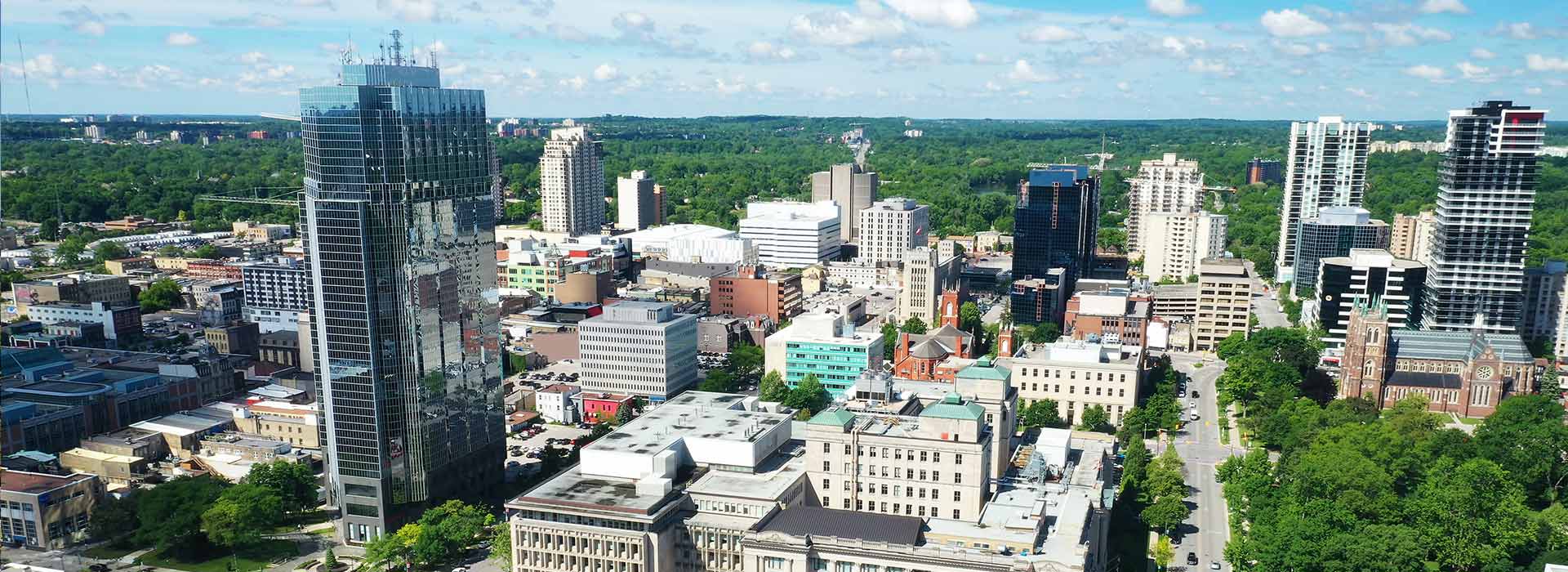 Aerial view from downtown London city in Ontario