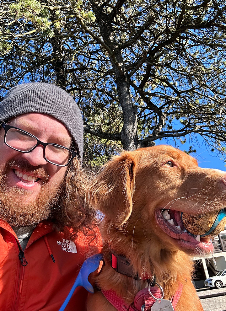Alistair Hayward with his dog, Gilligan