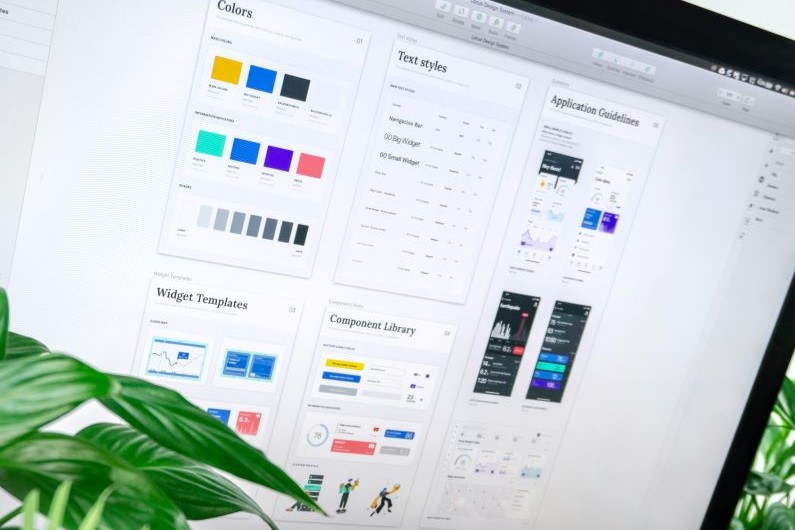 a close up of a computer screen with design elements on it