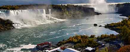 Niagara Falls, a natural wonder situated on the Niagara River between Canada and the United States
